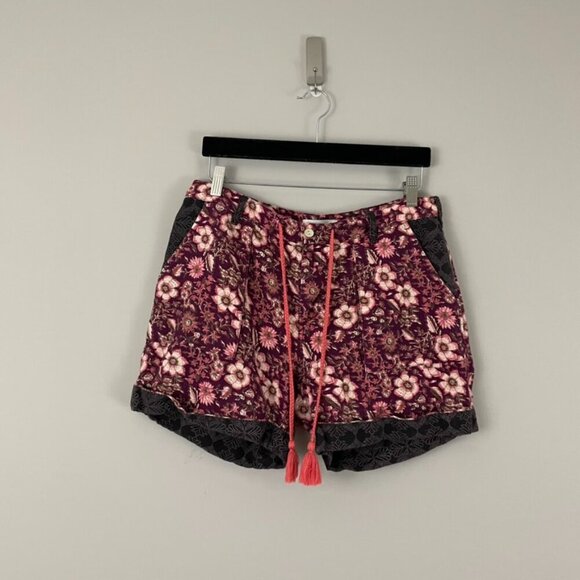Sundance Kalini Linen Blend Batik Floral Shorts Size Medium Petite - Picture 1 of 6